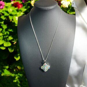 Multicolor Crystal Pendant Necklace Elegant Minimalist Sparkling‎ Gift Glamour